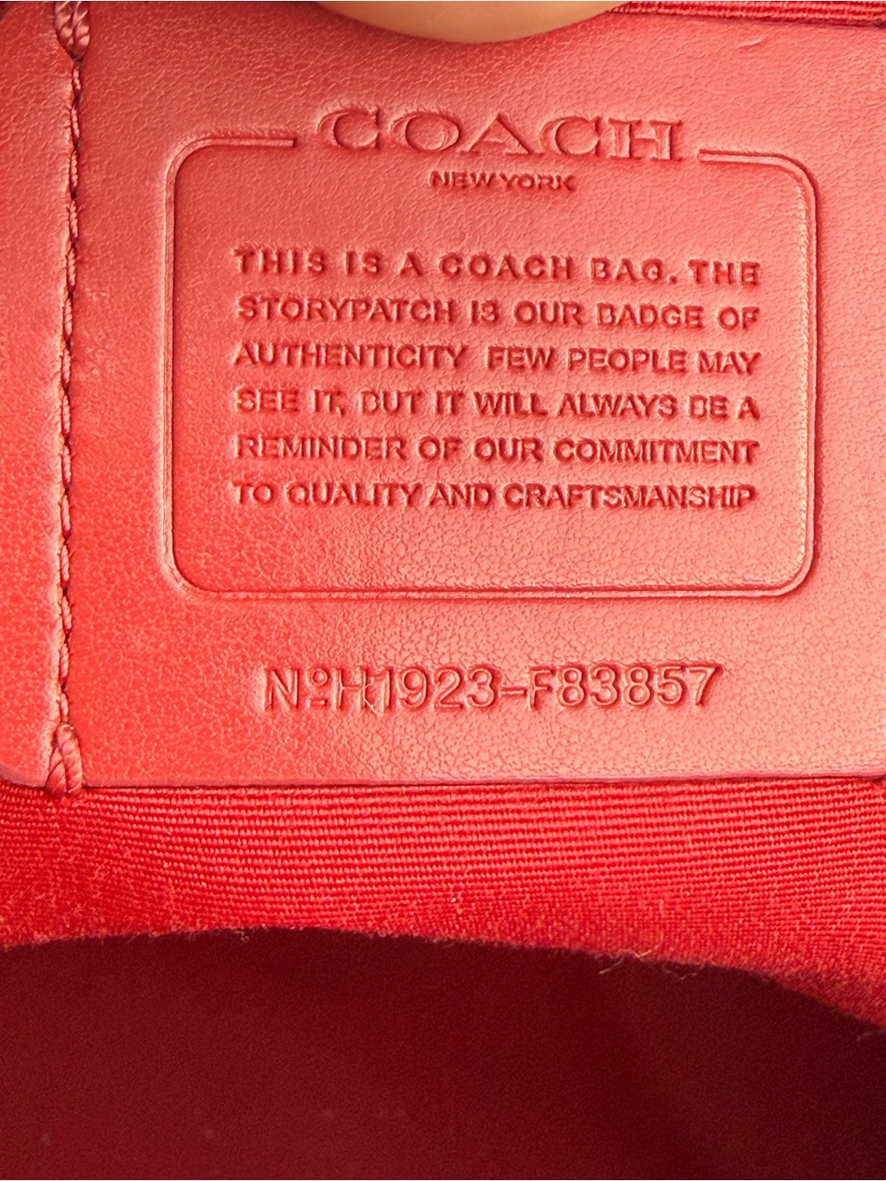 Coach Red Saffiano Leather Tote with Gold Logo - Picture 5 of 10